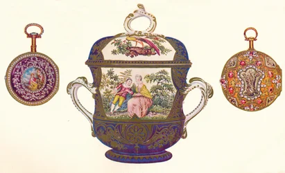 Louis XVI. Goldrepetierer, ca. 1770, Alte Chelsea-Porzellanschale und Deckel, ca. 1710, 1903