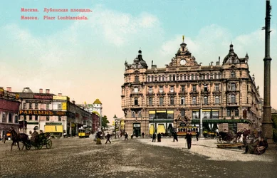 Lubjanka-Platz, Moskau, Russland, um 1890-1905