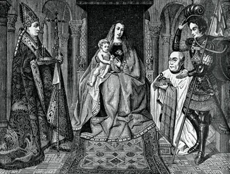 Madonna und Kind mit Kanonikus Joris van der Paele, 1436, 1870