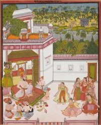 Maharadscha von Kotah hört Musik und beobachtet Tänzer, ca. 1820
