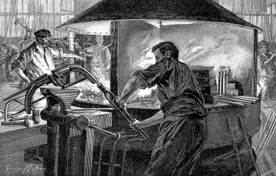 Herstellung von Fahrradlenkern, Frankreich, 1896