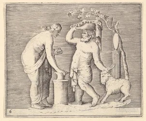 Mann und Frau opfern eine Ziege, veröffentlicht ca. 1599-1622