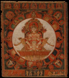 Mandala von Chandra, Gott des Mondes, spätes 14. bis frühes 15. Jahrhundert