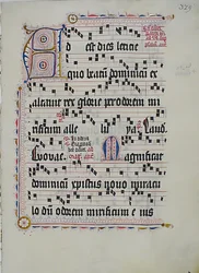 Manuskriptblatt mit Initiale A, aus einem Antiphonar, Deutsch, zweites Viertel des 15. Jahrhunderts