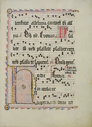 Manuskriptblatt mit Initiale H, aus einem Antiphonar, Deutsch, zweites Viertel des 15. Jahrhunderts