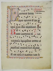 Manuskriptblatt mit Initiale L, aus einem Antiphonar, Deutsch, zweites Viertel des 15. Jahrhunderts