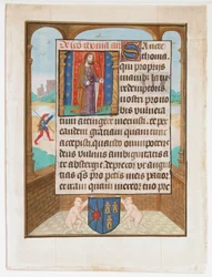 Manuskriptblatt mit dem heiligen Thomas, aus einem Stundenbuch, ca. 1500