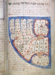 Karte von Europa, eine Seite aus Liber Floridus, 12. Jahrhundert