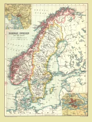 Karte von Norwegen und Schweden, 1902