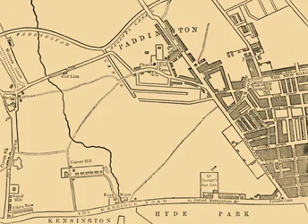 Karte von Paddington, 1815, ca. 1876