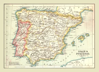 Karte von Spanien und Portugal