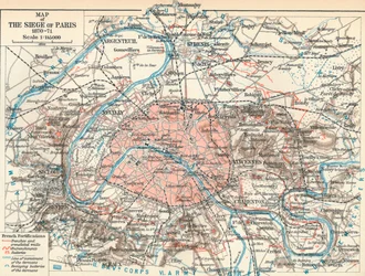 Karte der Belagerung von Paris, 1870-71, 1907
