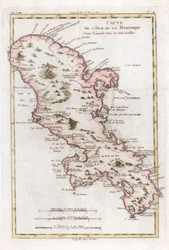 Karte der Karibikinsel Martinique, um 1783