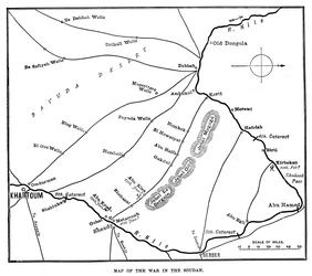 Karte des Krieges im Sudan, spätes 19. Jahrhundert, 1900