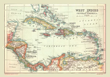 Karte der Westindischen Inseln und Zentralamerika, 1902