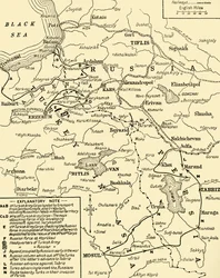 Karte der Grenze zwischen Russland und der Türkei, Erster Weltkrieg, um 1920