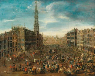 Marktszene auf dem Grand Place in Brüssel, ca. 1670
