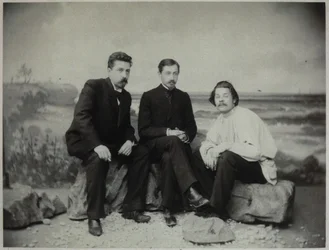Maxim Gorki, Iwan Bunin und Nikolai Teleschow, 1900