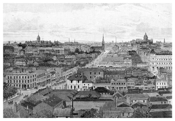 Melbourne Blick nach Osten, Victoria, Australien, 1886