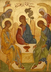 Melkitische Ikone: Abrahams Dreifaltigkeit, Nazareth, Israel