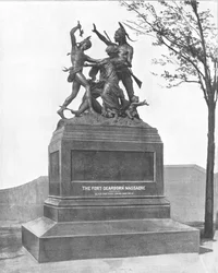 Denkmal des Fort Dearborn Massakers, Chicago, Illinois, USA, ca. 1900