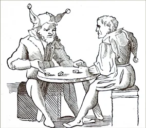 Männer spielen Würfel