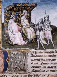 Miniatur aus „Von der Schöpfung der Welt bis zur Eroberung des Heiligen Landes“