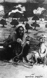 Affenjongleur, Indien, 20. Jahrhundert
