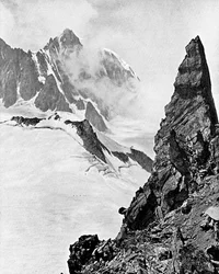 Mont Maudit gesehen von den Aiguille Marbrées, die Alpen, frühes 20. Jahrhundert