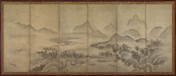 Mondscheinlandschaft, eines von einem Paar, späte 1500er