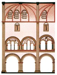 Wandmalerei im Kirchenschiff der St. Severus Kirche in Boppard, Deutschland, 1928