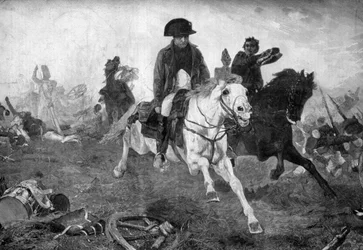Napoleon Bonaparte am Ende der Schlacht von Waterloo, 18. Juni 1815