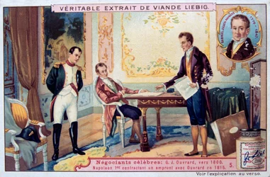 Napoleon verhandelt einen Kredit mit Gabriel Julien Ouvrard, 1815, 19. Jahrhundert