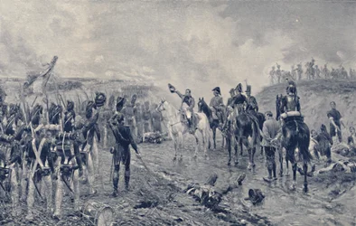 Napoleon und die Alte Garde vor Waterloo, 1815