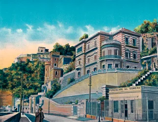 Neapel - Corso Vittorio Emanuele, Hotel Bertolini und Funicolare Vomero, um 1900