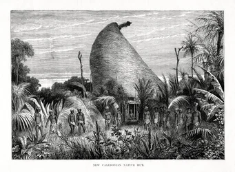 Einheimische Hütte in Neukaledonien, Südwestpazifik, 1877
