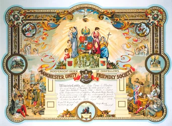 Zertifikat der Amtsträger der Female Lodge der Manchester Unity Friendly Society