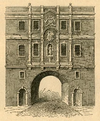 Altes Lud Gate, von einem Druck veröffentlicht um 1750, 1897