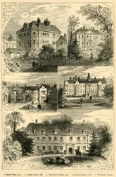 Alte Herrenhäuser in Chelsea, um 1876