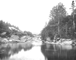 Am Ammonoosuc River, White Mountains, New Hampshire, USA, um 1900