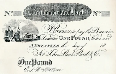 Ein-Pfund-Note für die Northumberland Bank, ca. 1820