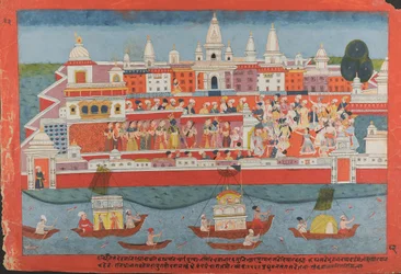 Seite aus einem verstreuten Bhagavata Purana Manuskript Leben von Krishna, ca. 1775