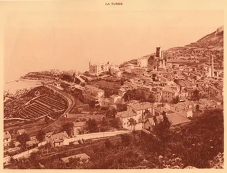Panorama und Blick auf La Turbie, Monaco, 1930