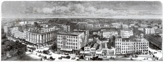 Panorama von Chicago vom Dach des Rathauses, USA, 1871