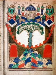 Paradies, eine Seite aus Liber Floridus, 12. Jahrhundert