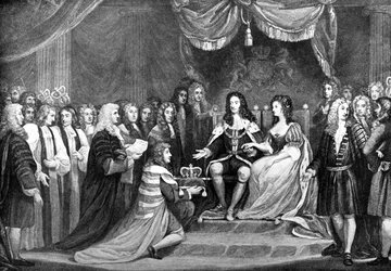 Das Parlament bietet Wilhelm und Maria die Krone an, 1689, spätes 18. Jahrhundert