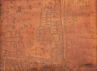 Teil einer Karte von London, um 1553-1559