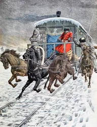 Durchfahrt der Militärwagen auf dem Baikalsee, Sibirien, Russland, 20. Jahrhundert