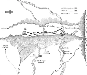 Angriffsplan auf Peiwar Kotal, 2. Dezember 1878, um 1880