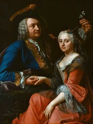 Porträt von Johann Christoph Gottsched 1700-1766 mit seiner Frau Luise, um 1750